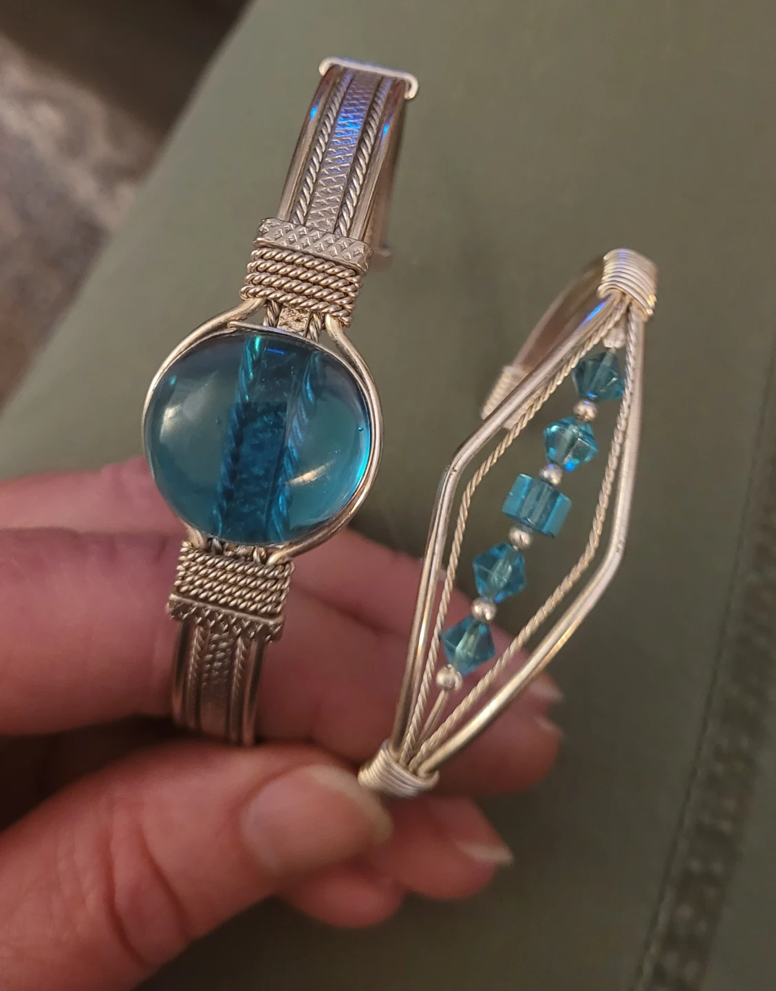 Silver plated cuff bracelets