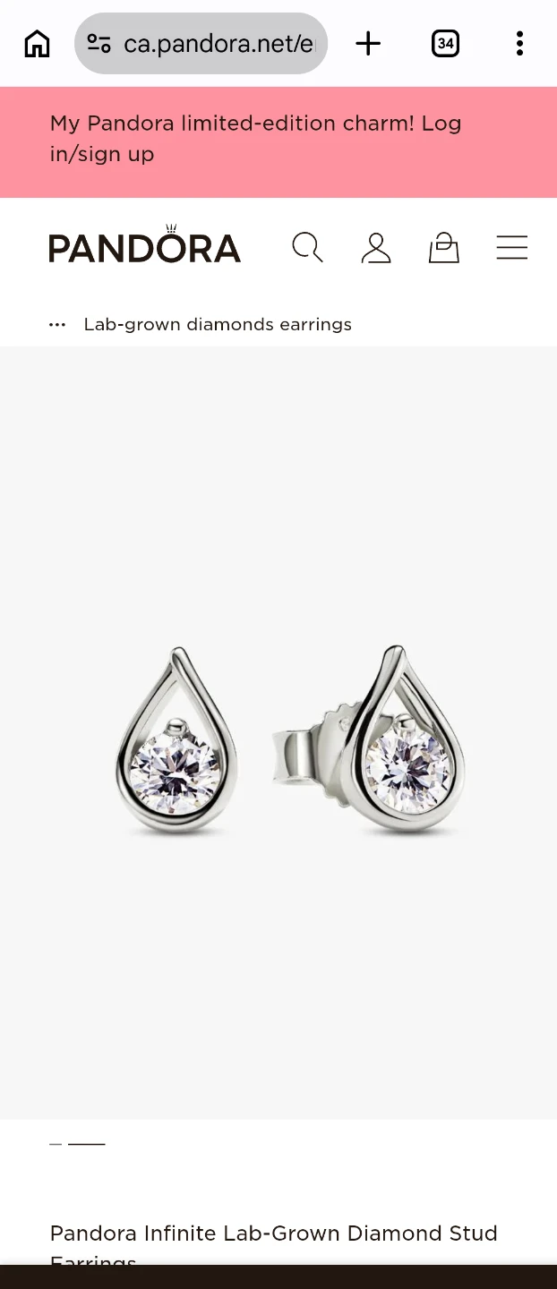 Pandora Infinite lab diamond Stud Earrings