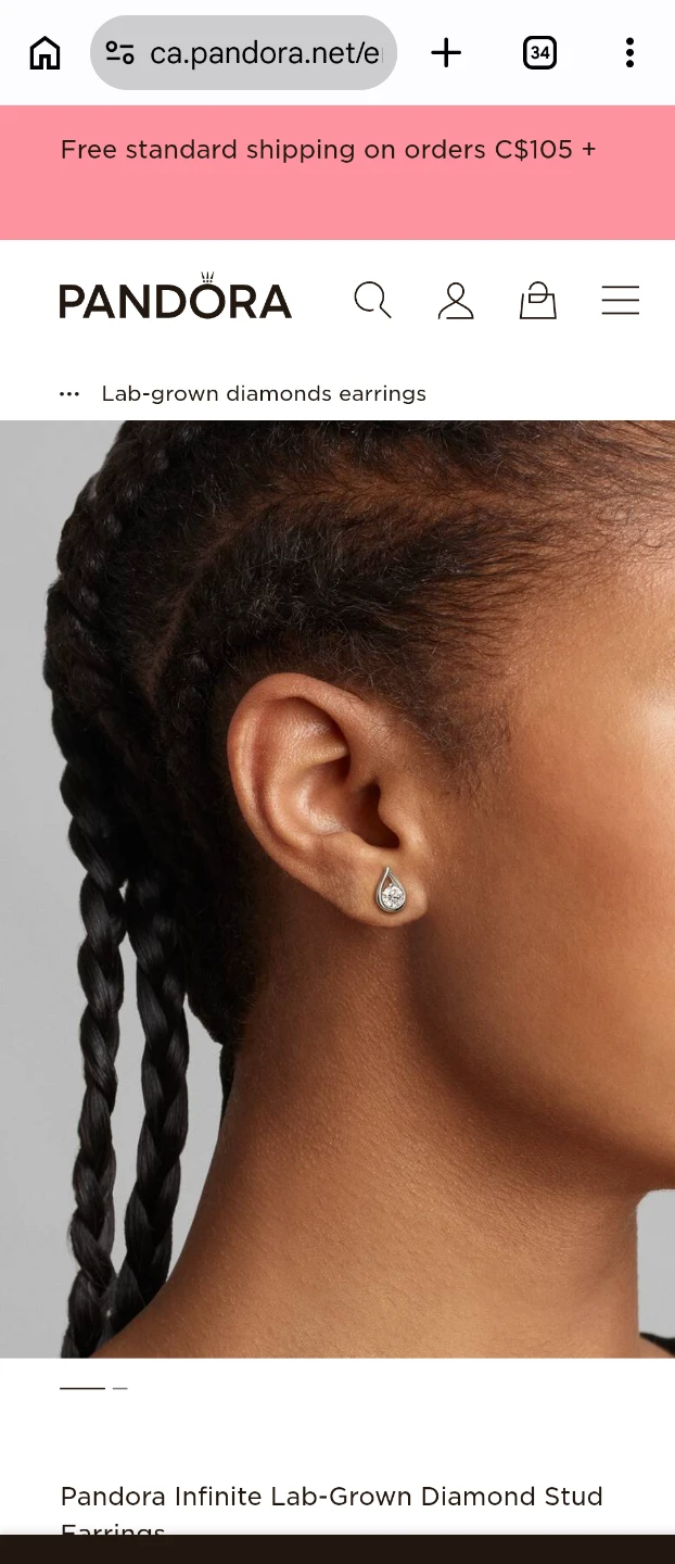 Pandora Infinite lab diamond Stud Earrings - photo 2