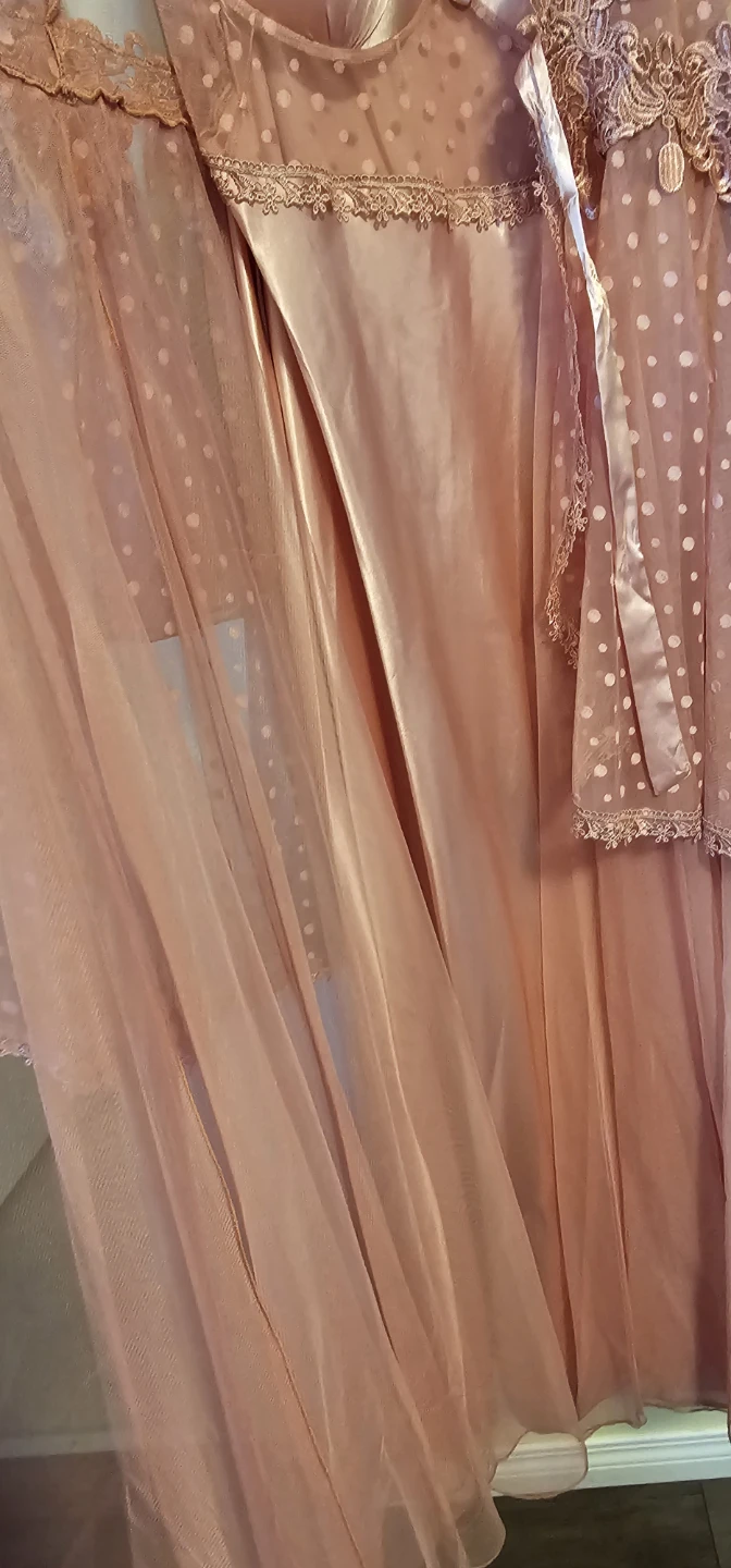Pink Lace Polka Dot Nightgown and Robe Set - photo 3