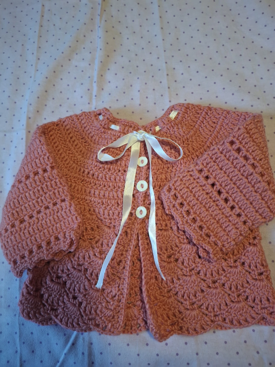 Hand-Crocheted Baby Cardigan - Pink