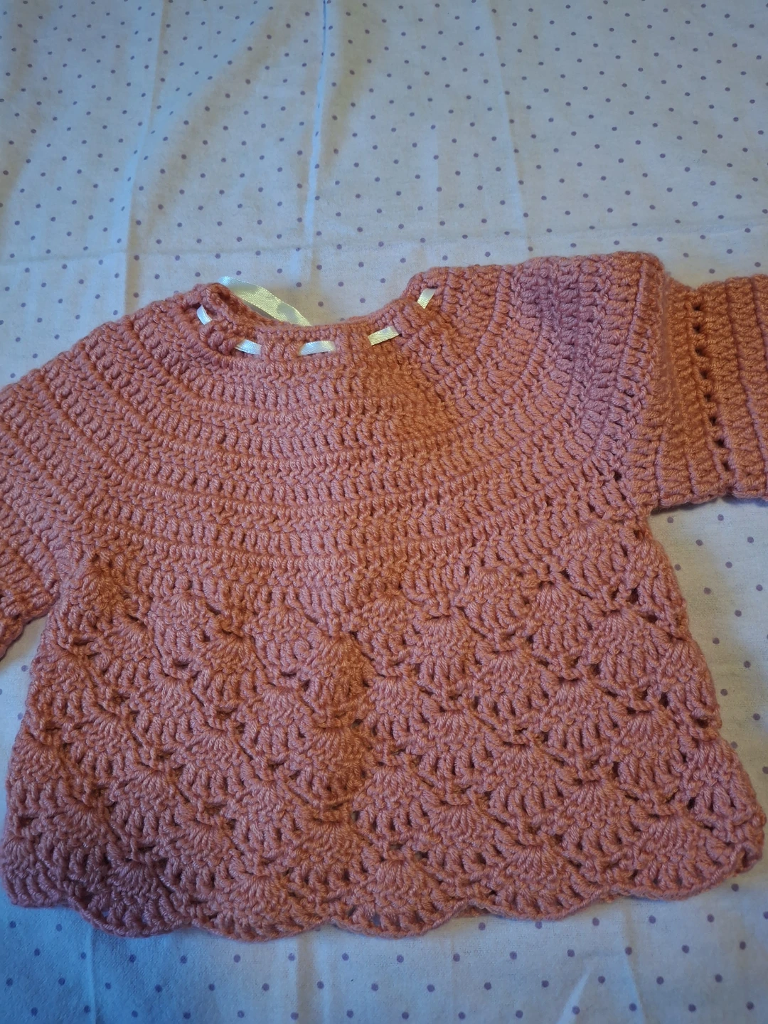 Hand-Crocheted Baby Cardigan - Pink - photo 3