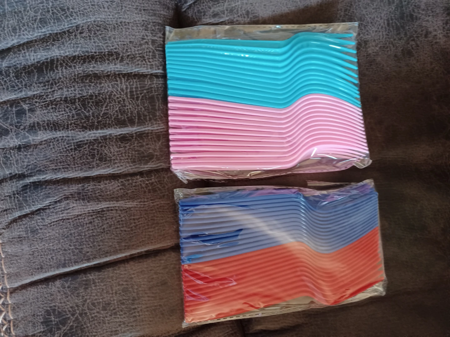 Plastic Cutlery Set - Pink, Blue, and Red Forks