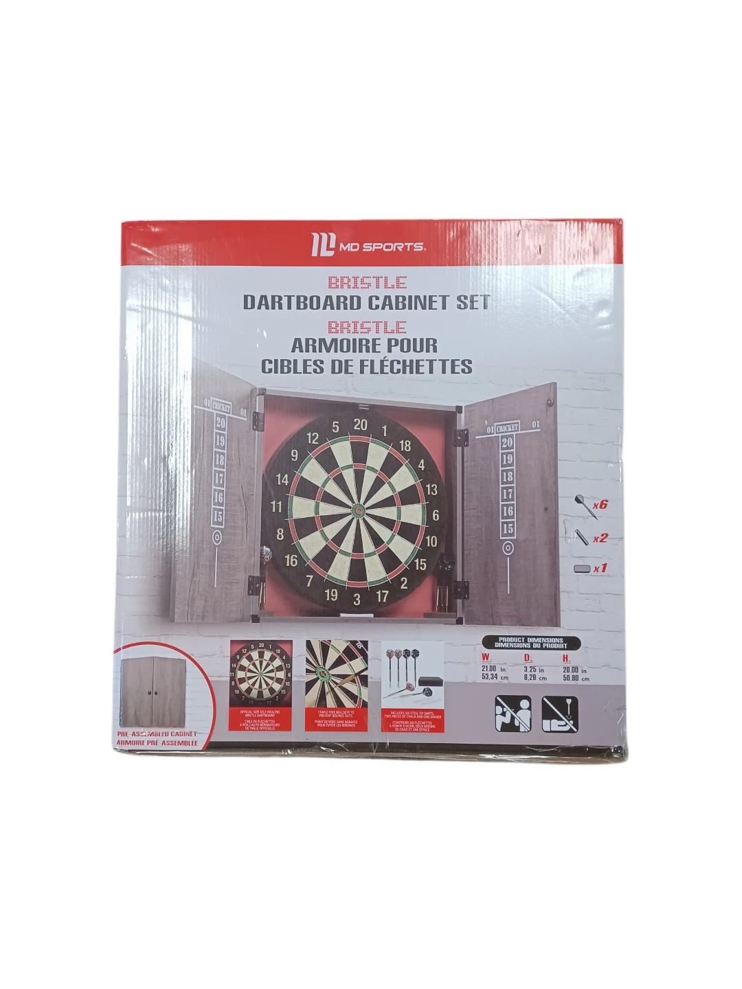 MD Sports Bristle Dartboard Cabinet Set