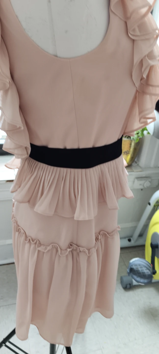 BCBG powder Pink Ruffled Dress with Black Waistband - photo 3