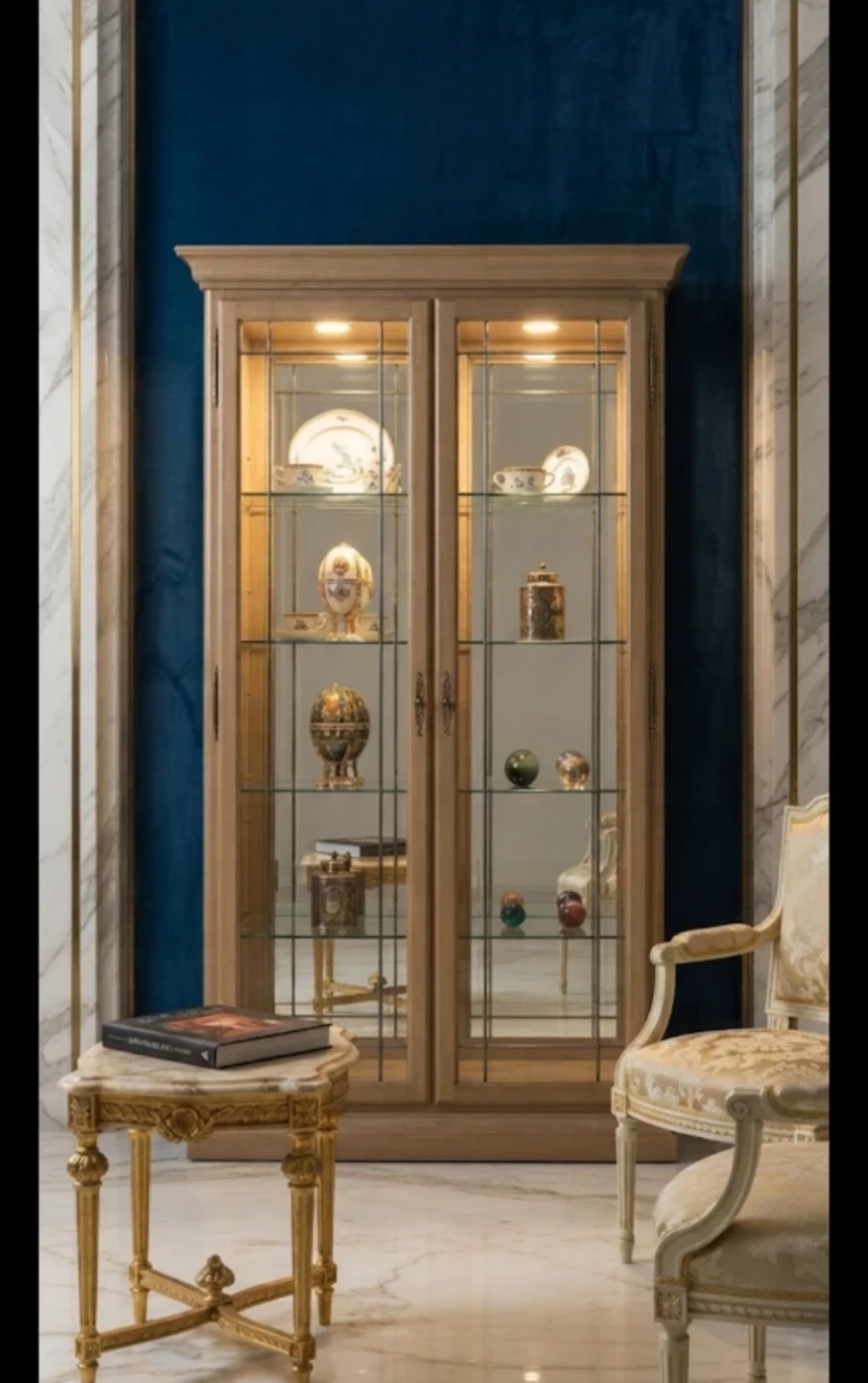 Wooden Display Cabinet with Glass Doors