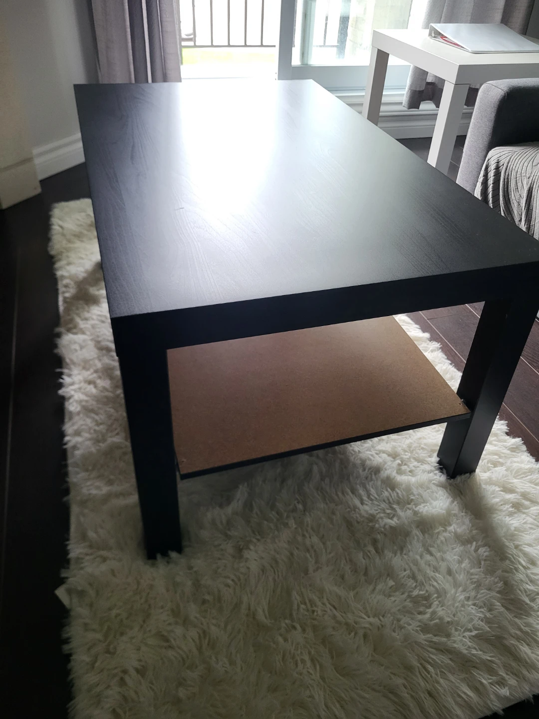 Ikea black coffee table with shelf