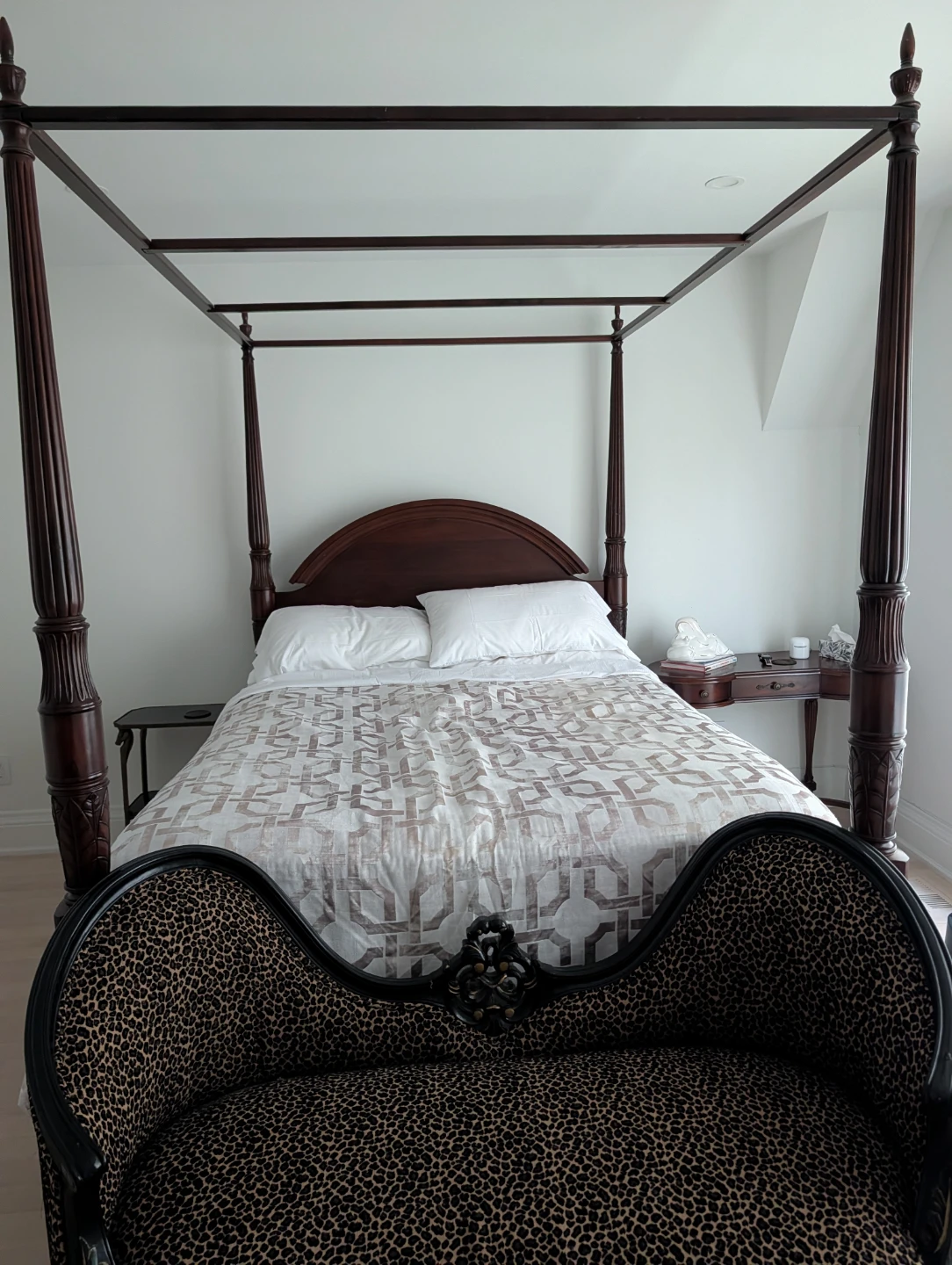 Wooden Four-Poster Canopy Bed Frame - Queen