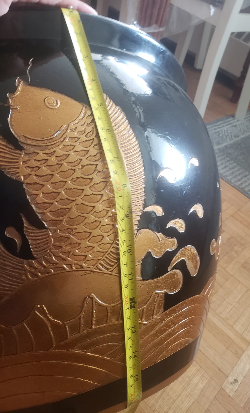 Black Ceramic Fish Bowl Planter - photo 2