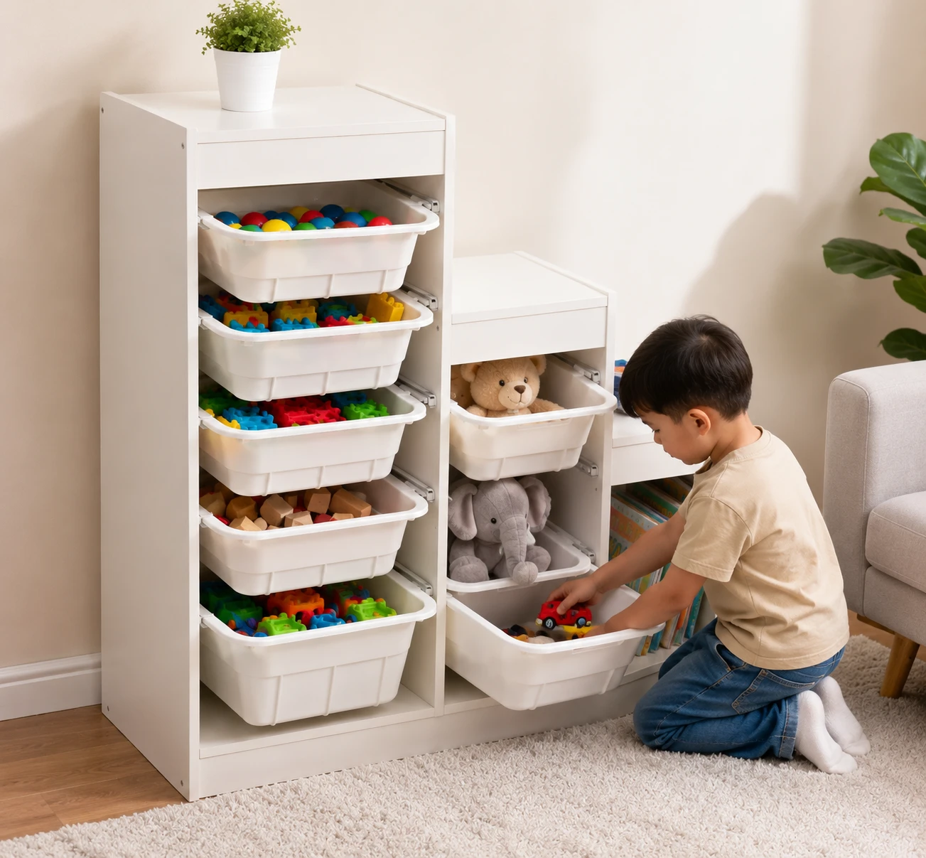 Kids Toy Storage Organizer Shelf with Bins