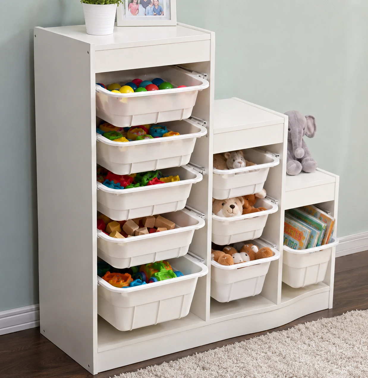 Kids Toy Storage Organizer Shelf with Bins - photo 2