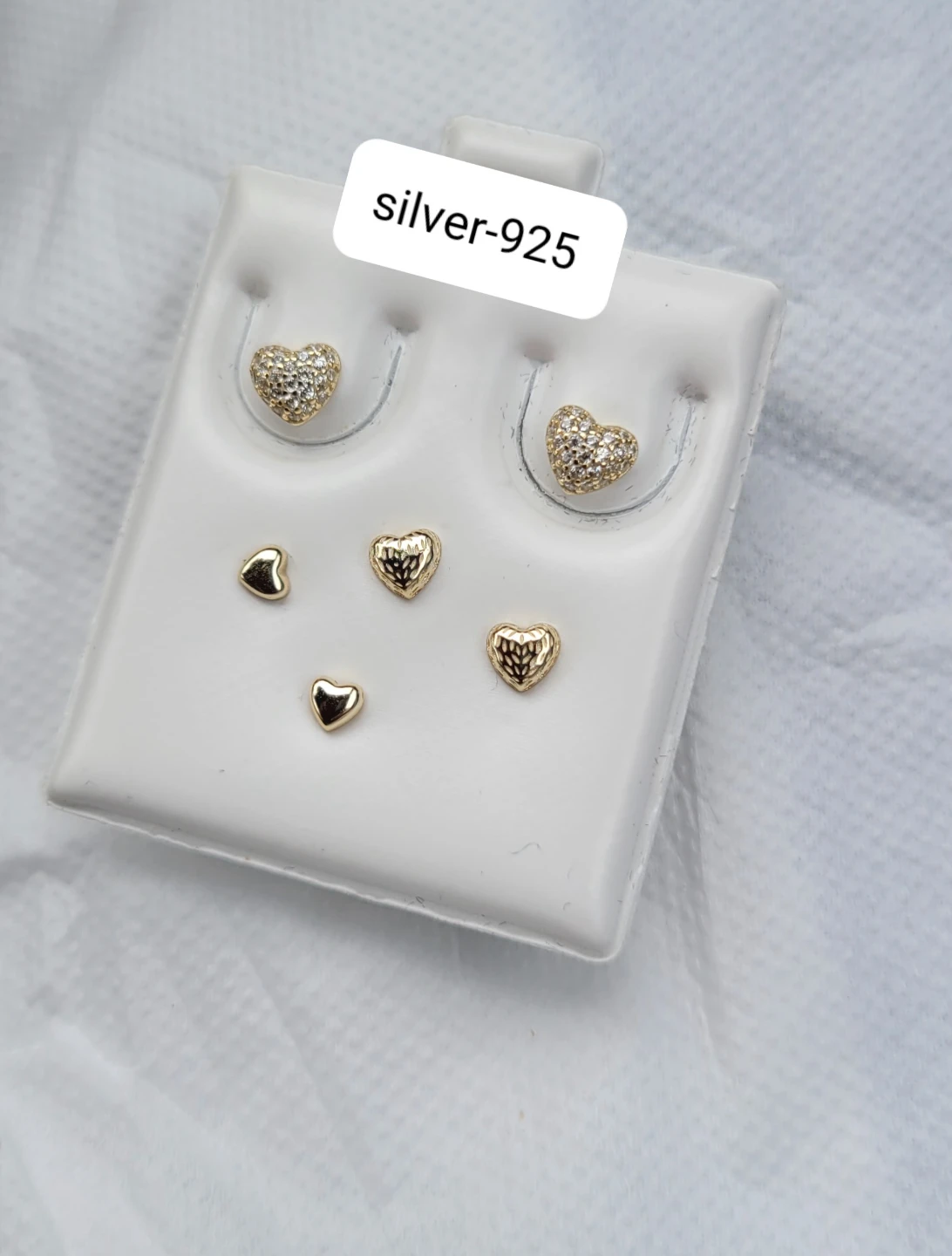 Silver-925 Heart Stud Earrings Set
