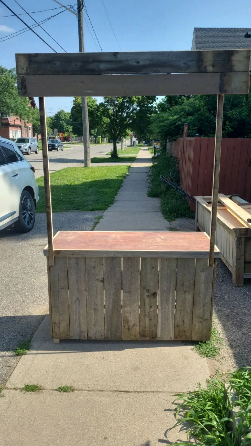 Wooden market stall stand