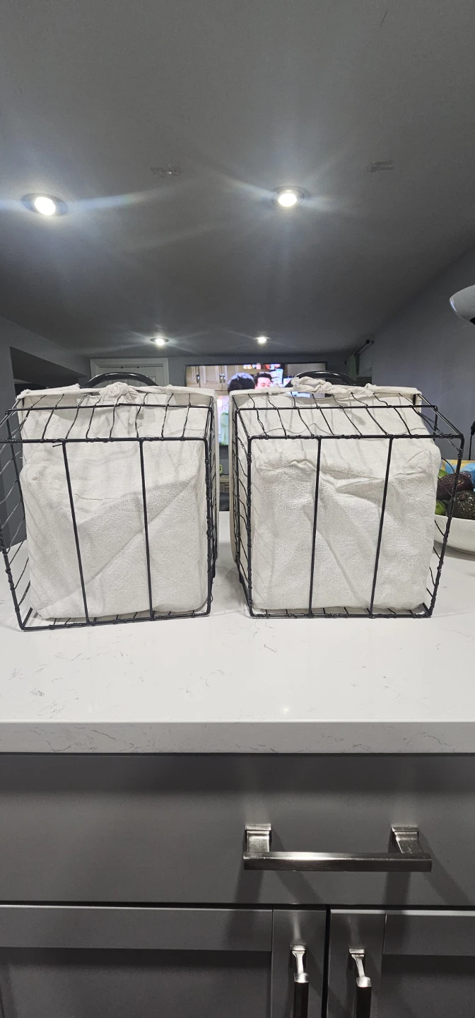 Set of 2 Wire Storage Baskets with Fabric Liners - photo 3