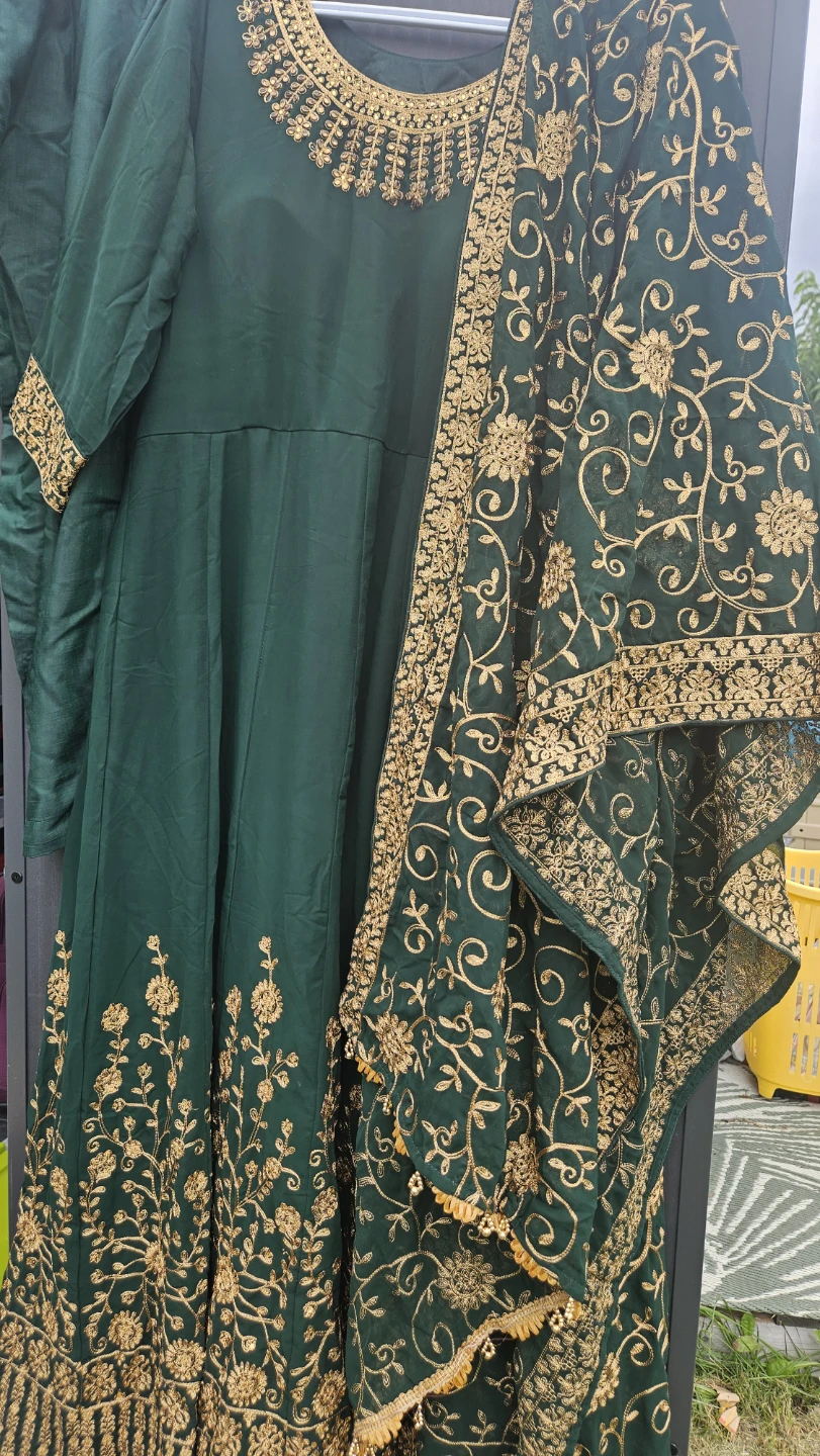 Green Embroidered Dress with Dupatta - Haykay.com