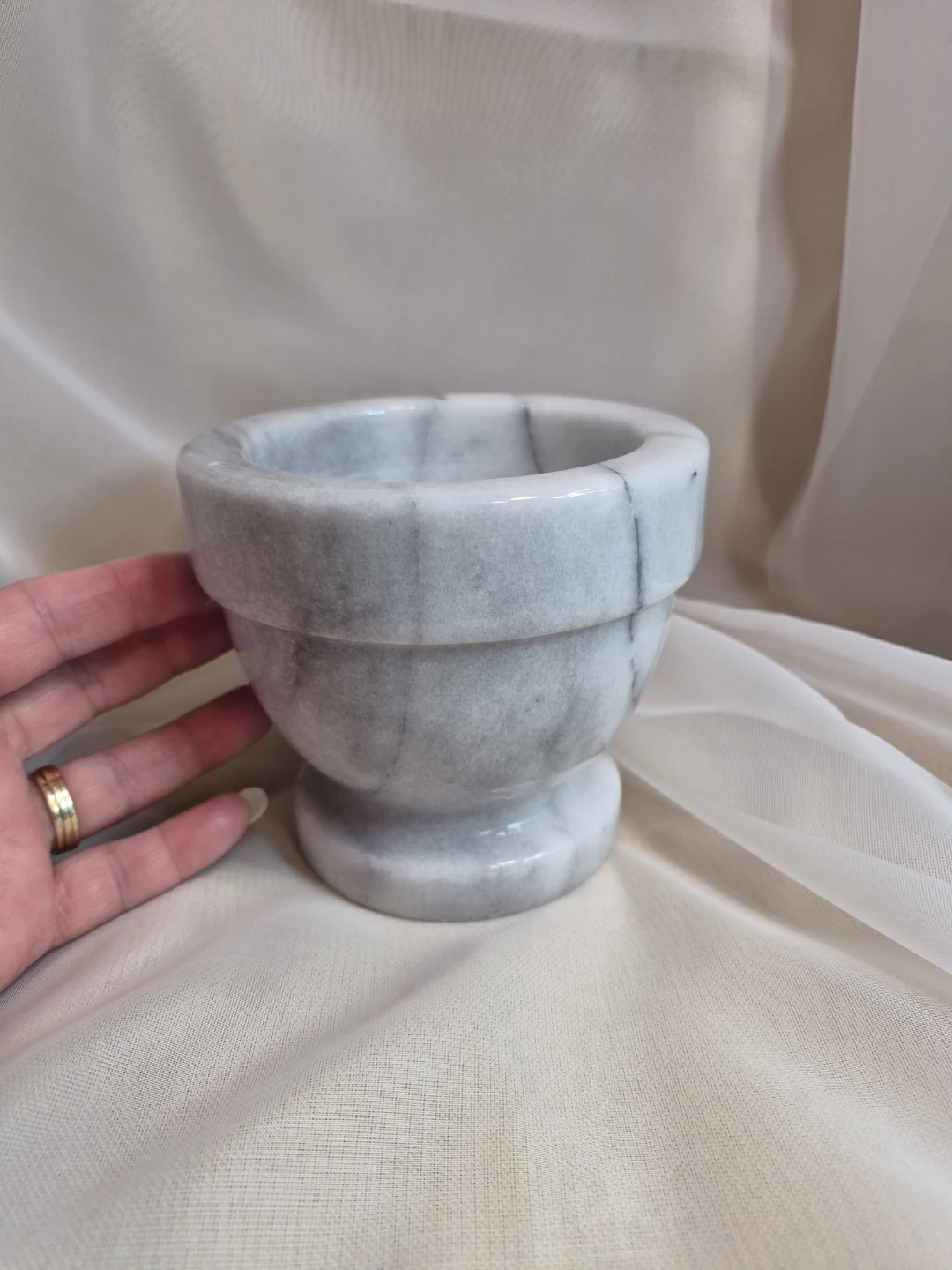 4 1/4" x 4 3/4" Heavy Marble Mortar - Marble Bowl - Marble Decor - photo 3