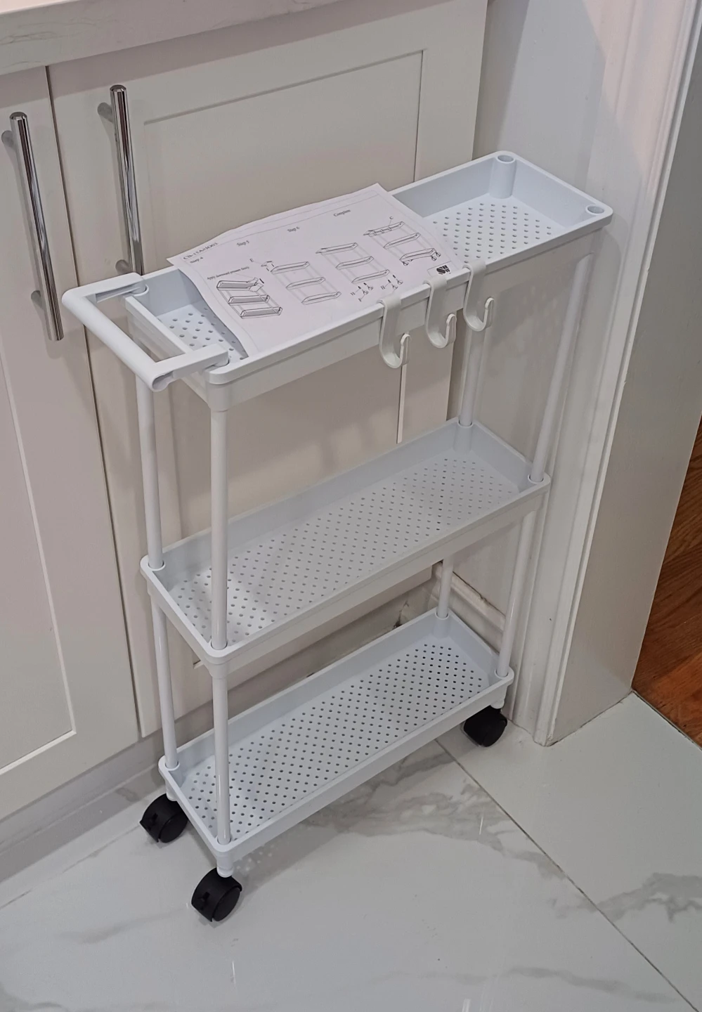 White 3-Tier Rolling Storage Cart - photo 4