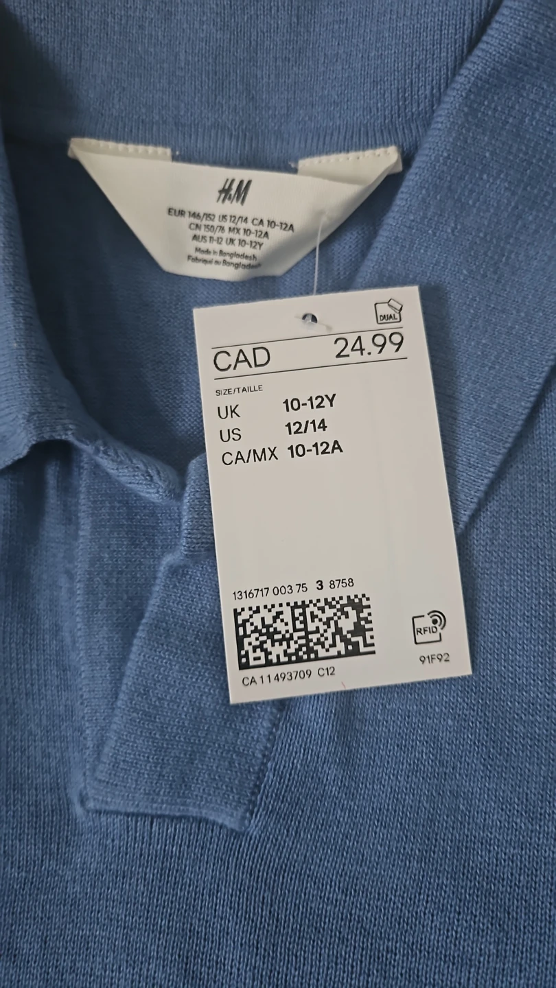 H&M Fine-Knit Cotton Polo Shirt - Blue - photo 3