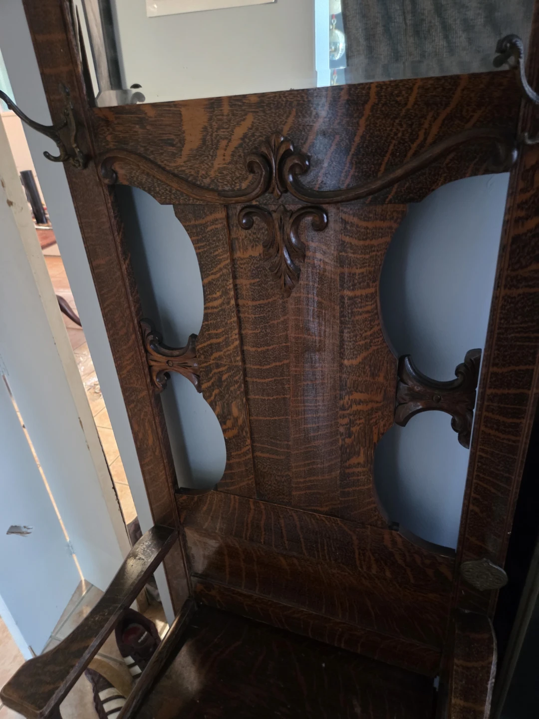 Antique Hall Tree with Storage Seat
