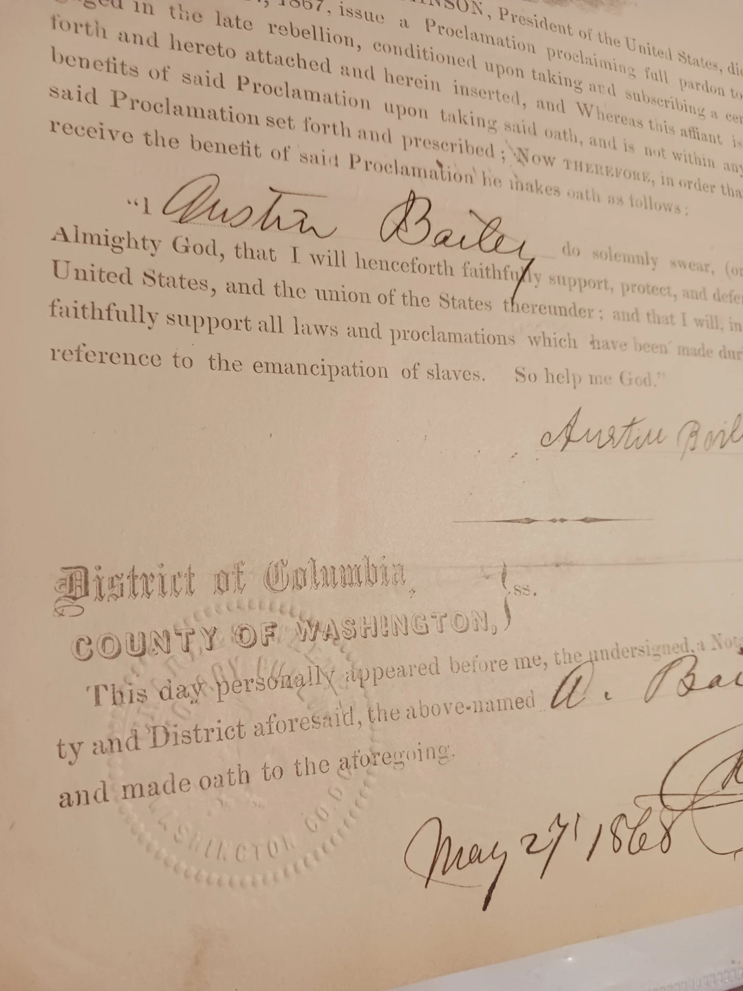 Andrew Johnson 1868. Presidential Proclamation Full Pardon Doc. - photo 3