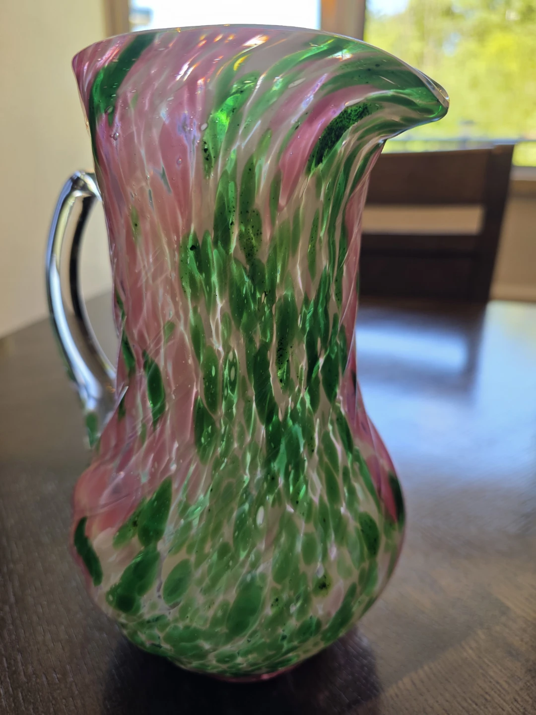 Vintage Fenton VASA Murrhina Rose  Green 9"  Perfect