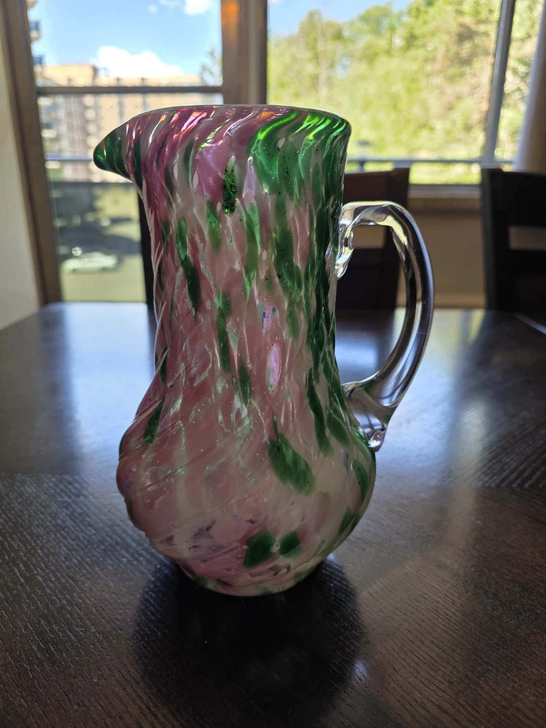 Vintage Fenton VASA Murrhina Rose  Green 9"  Perfect - photo 2