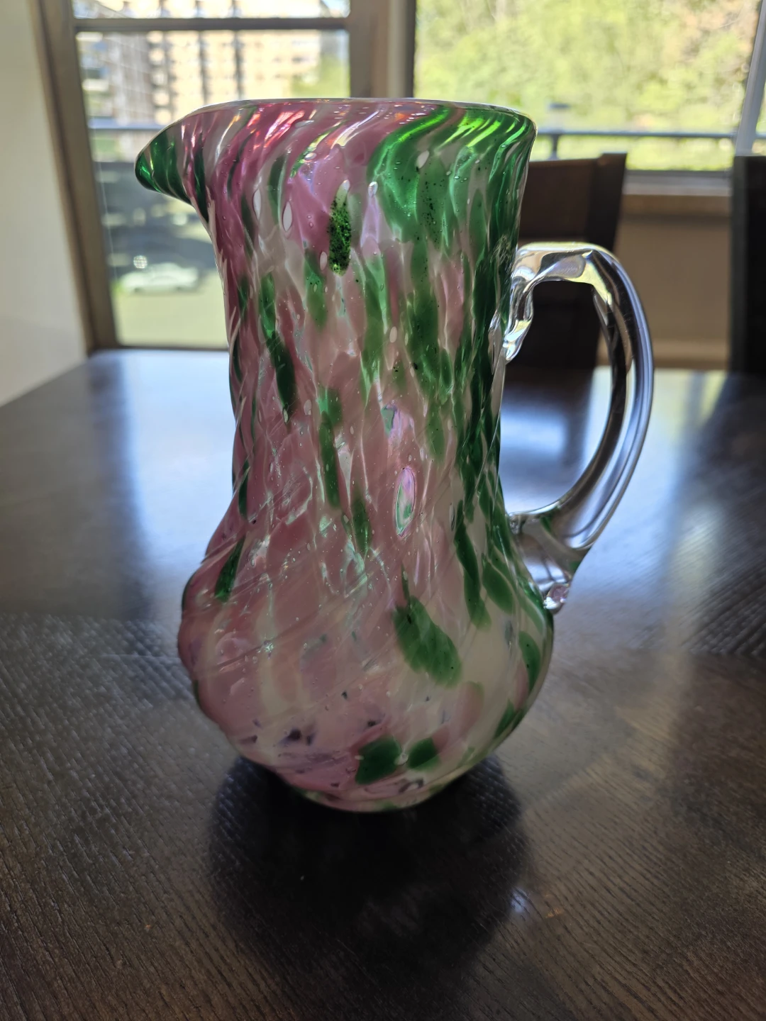 Vintage Fenton VASA Murrhina Rose  Green 9"  Perfect - photo 3