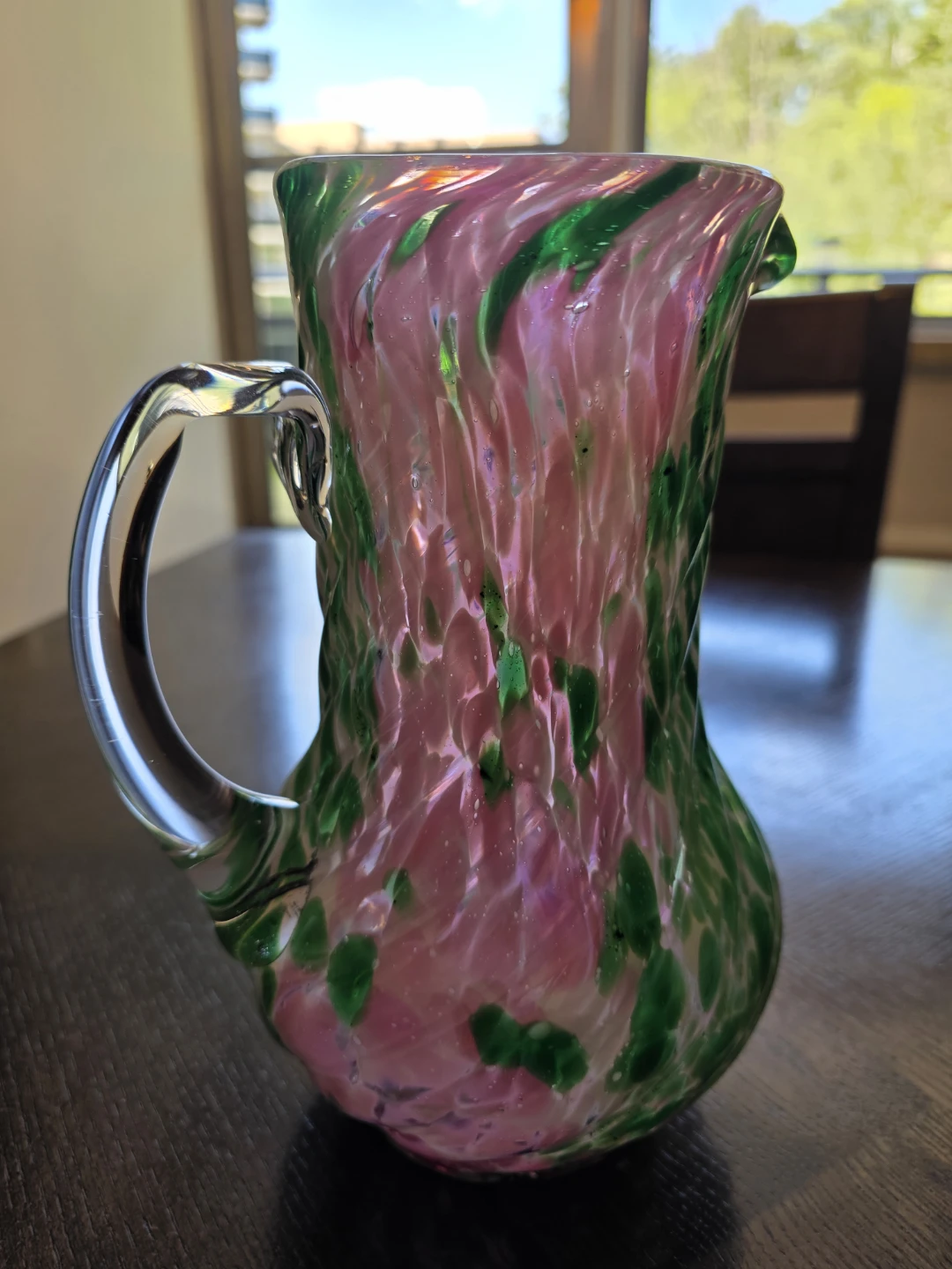 Vintage Fenton VASA Murrhina Rose  Green 9"  Perfect - photo 4