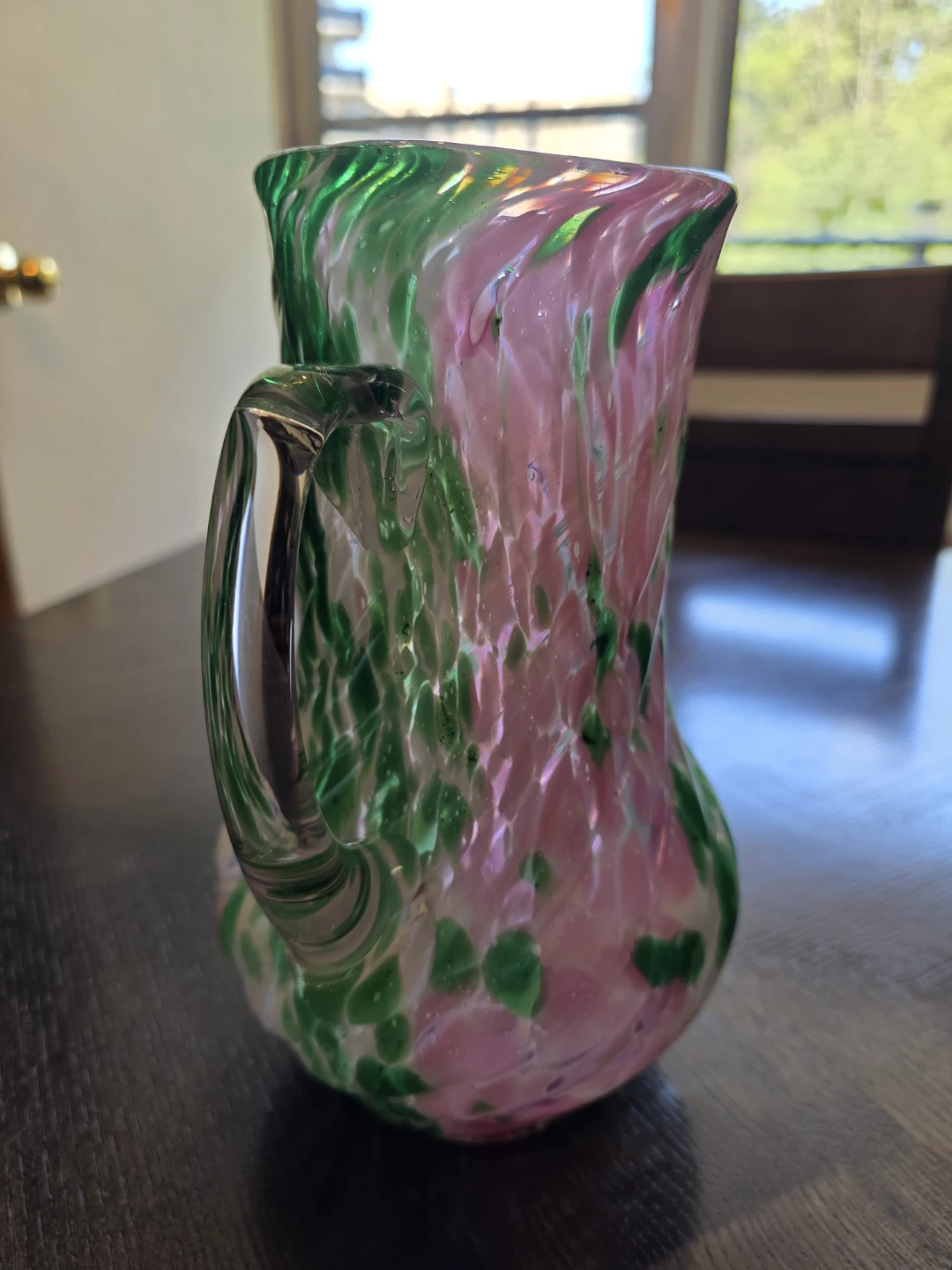Vintage Fenton VASA Murrhina Rose  Green 9"  Perfect - photo 5