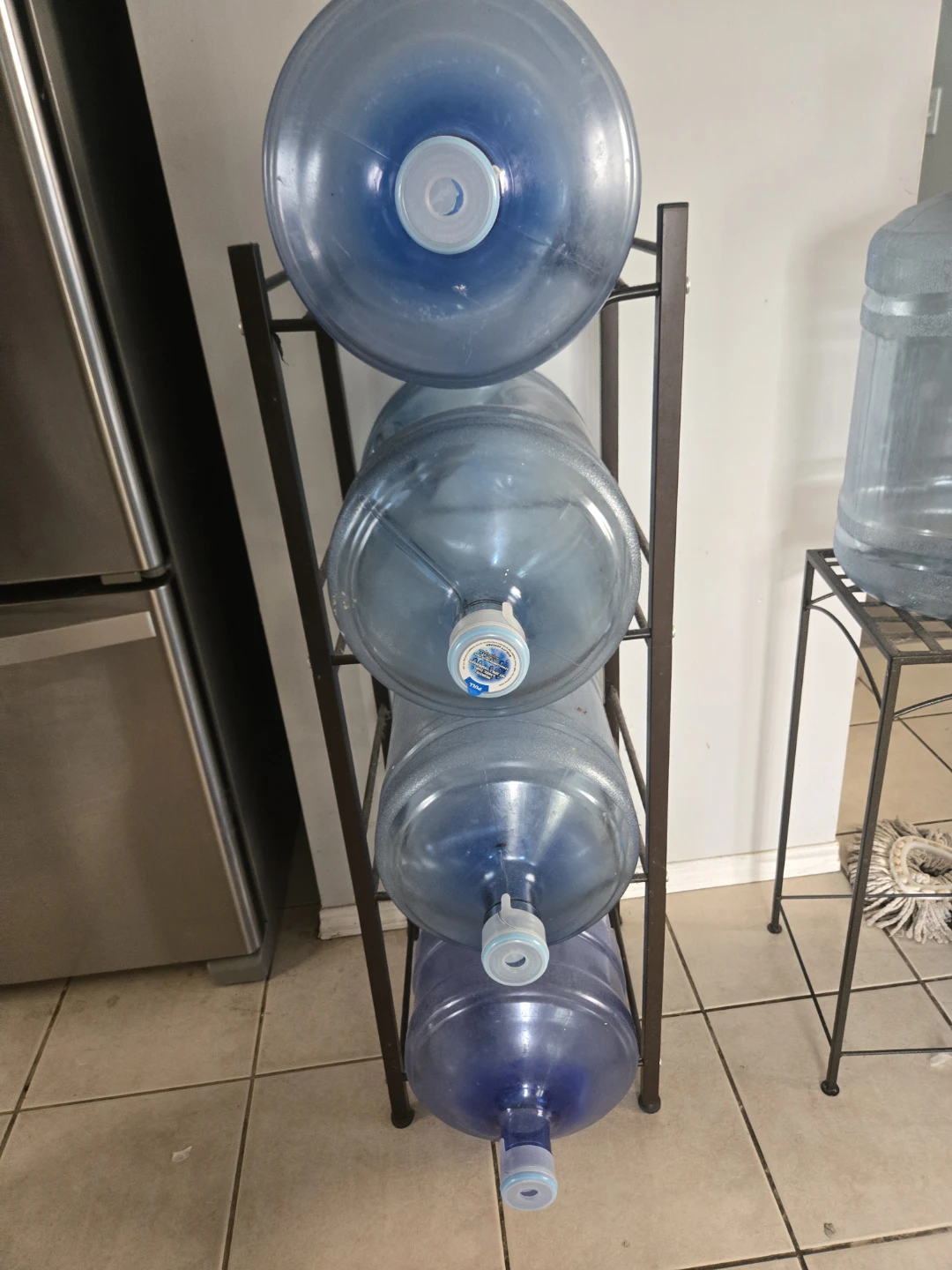4-Tier Water Bottle Rack & Bottles
