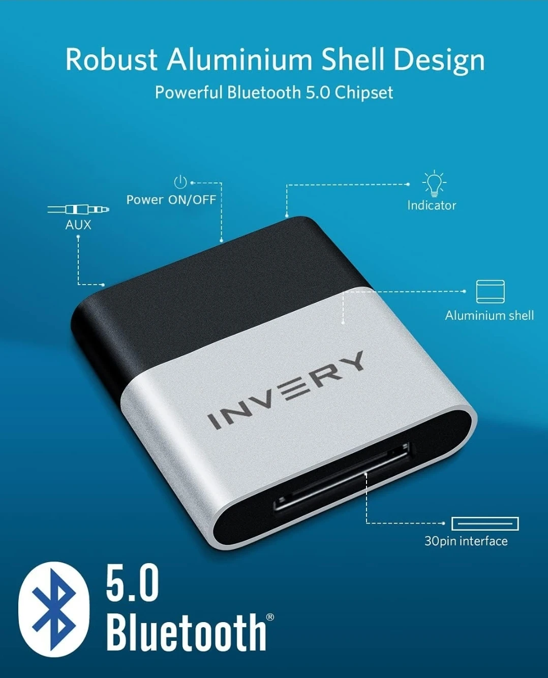 DockLinQ Pro 30 Pin Bluetooth 5.0 Adapter Receiver - photo 2