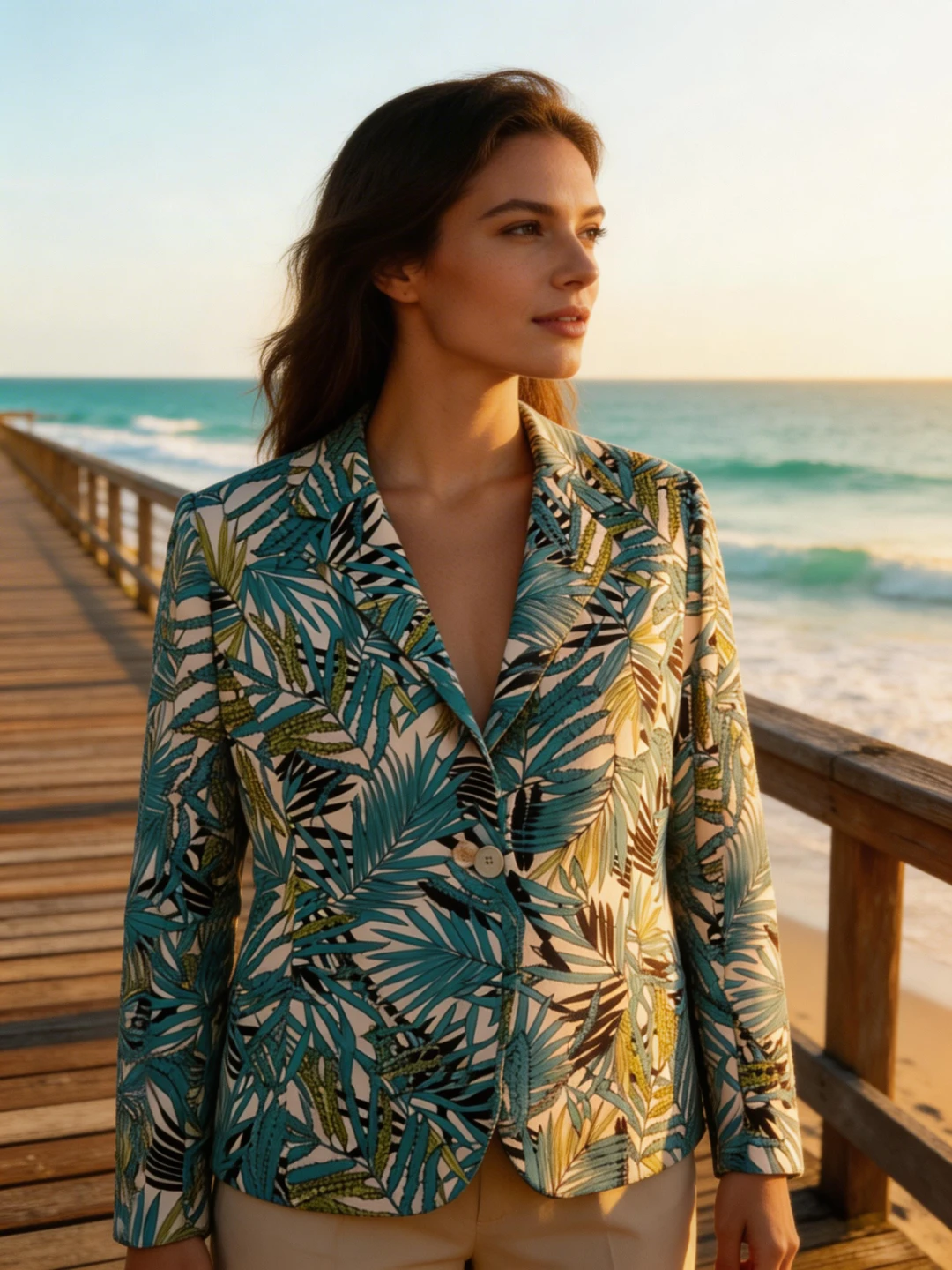 Women's Tropical Print Blazer