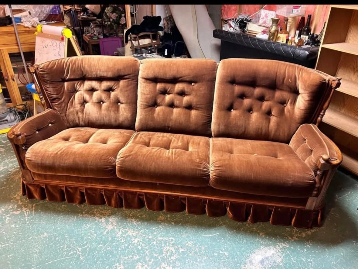 Vintage Brown Velvet Sofa