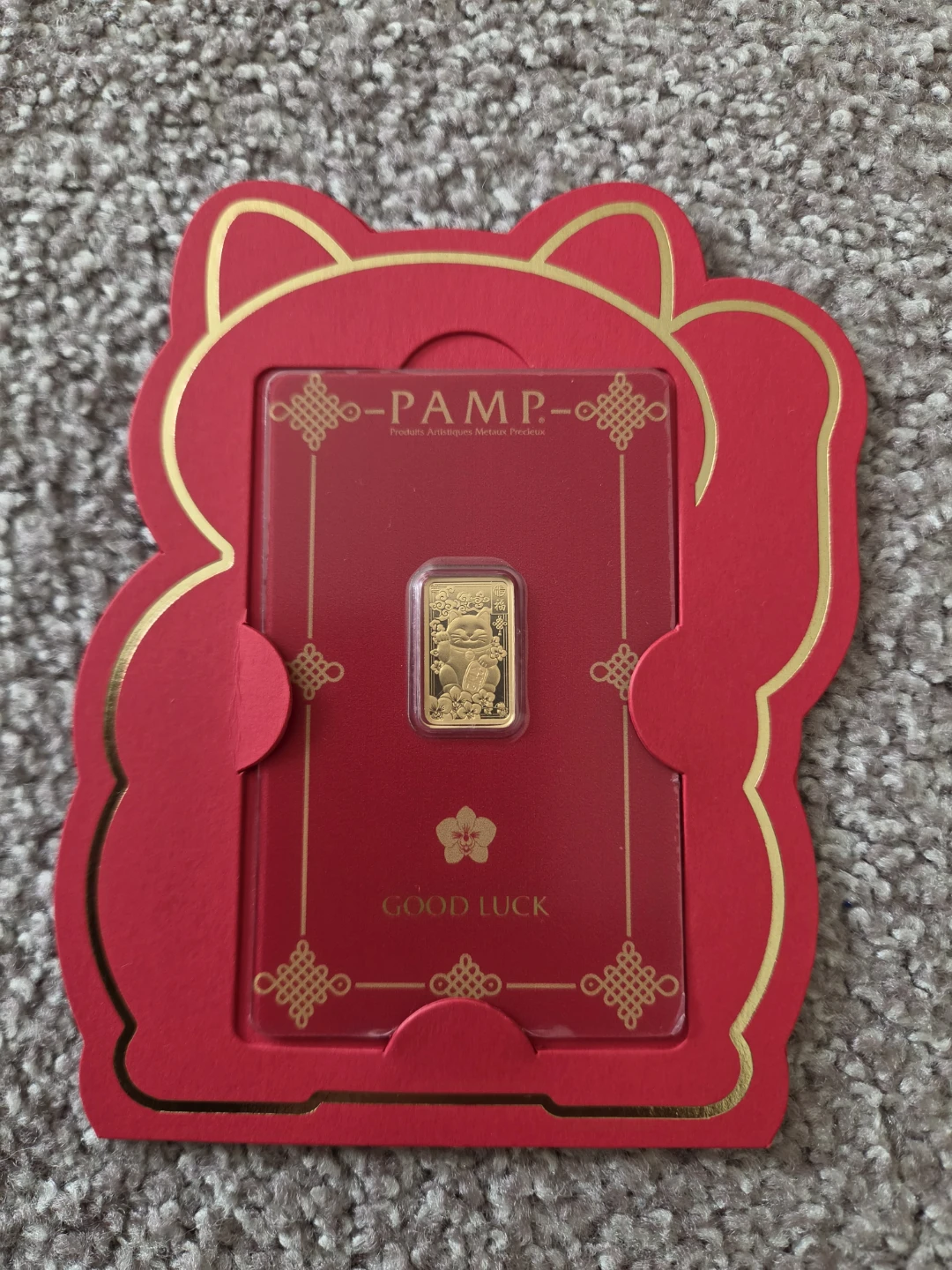 PAMP Suisse 2.5g Gold Bar - Good luck Cat