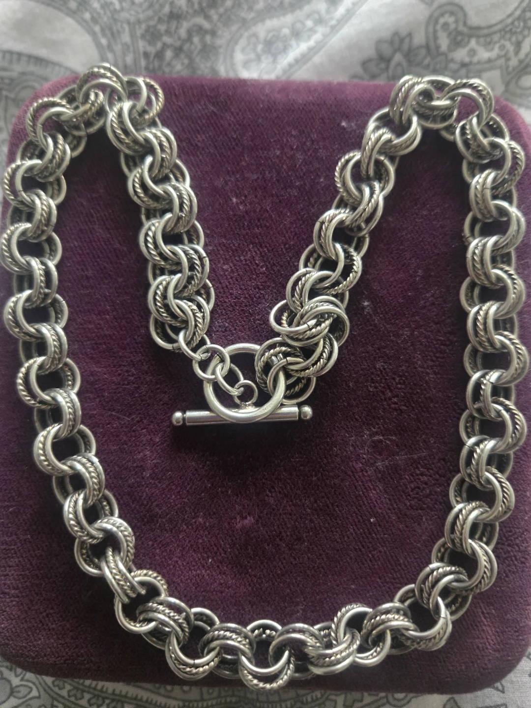 Silver 925 Chain Necklace with Toggle Clasp