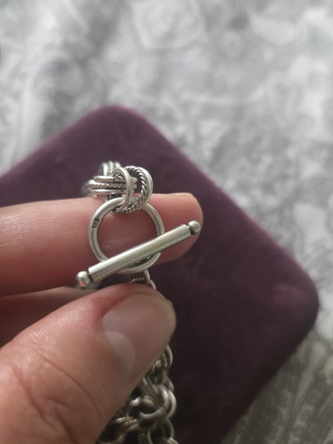 Silver 925 Chain Necklace with Toggle Clasp - photo 2