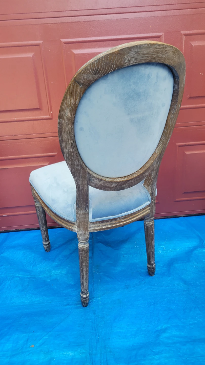 French bistro-style 4 Light Blue Velvet Dining Chairs - photo 2