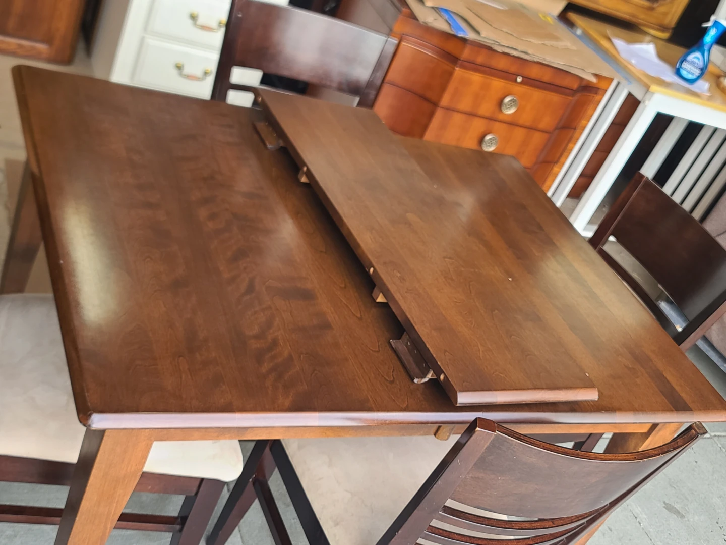 Wooden Dining Table with 4 Chairs and Extension Leaf - photo 3