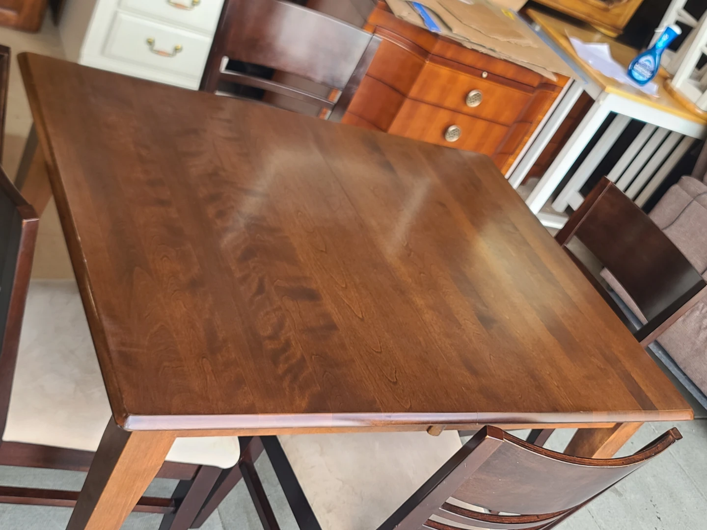 Wooden Dining Table with 4 Chairs and Extension Leaf - photo 4