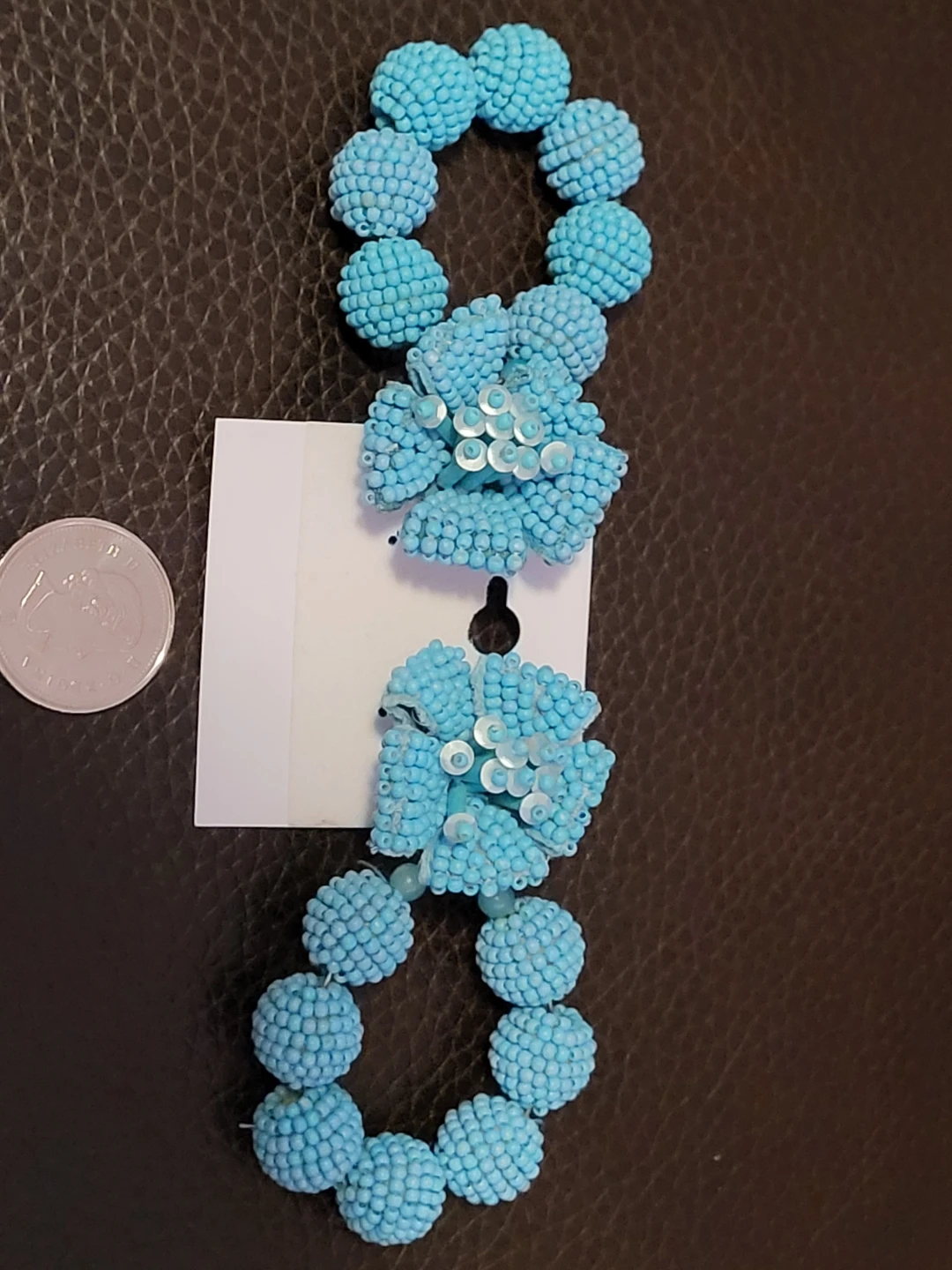 ZARA Blue Beaded Flower Hoop Boho style Earrings