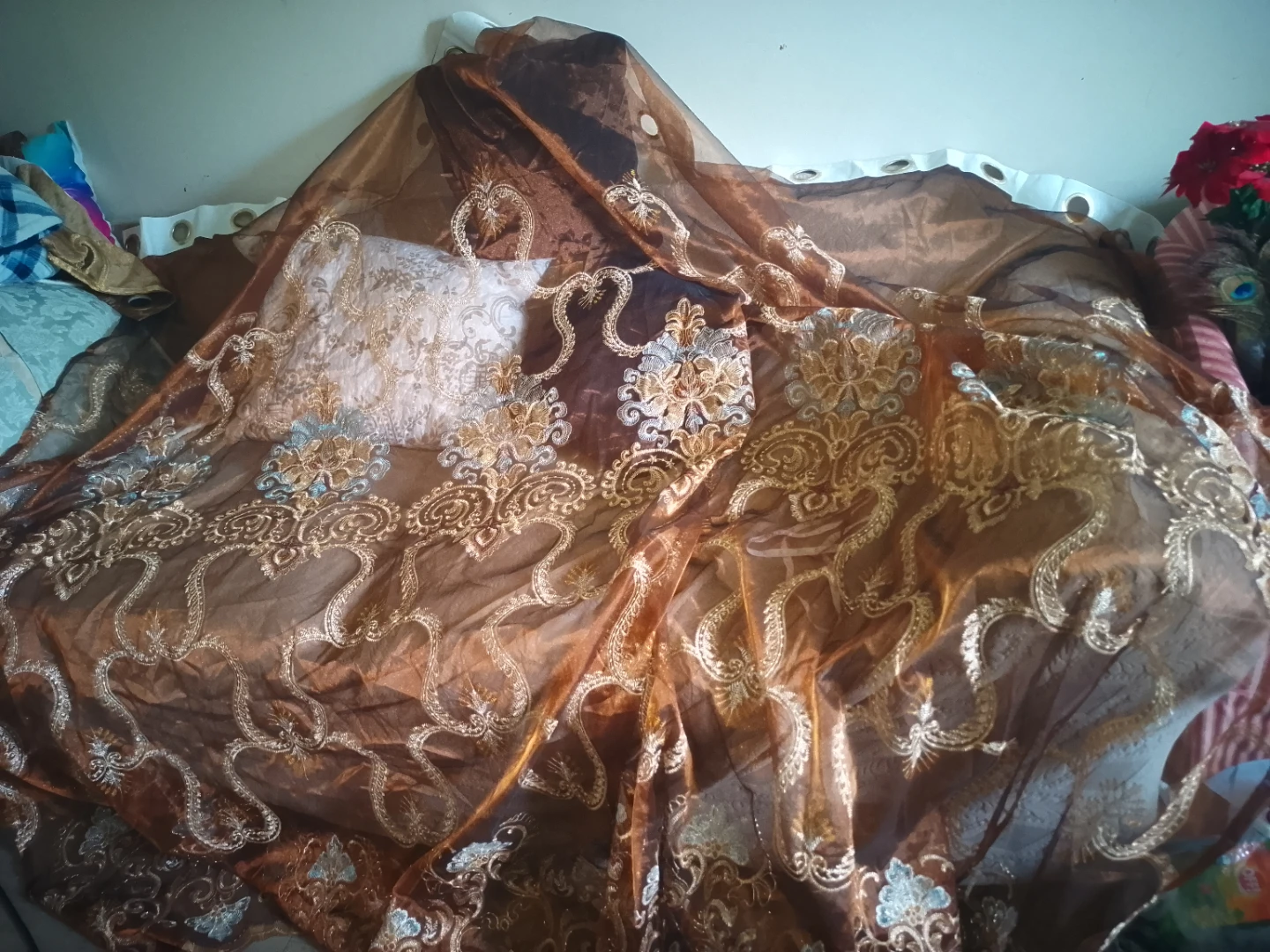 Sheer Embroidered Curtain Panel - photo 2