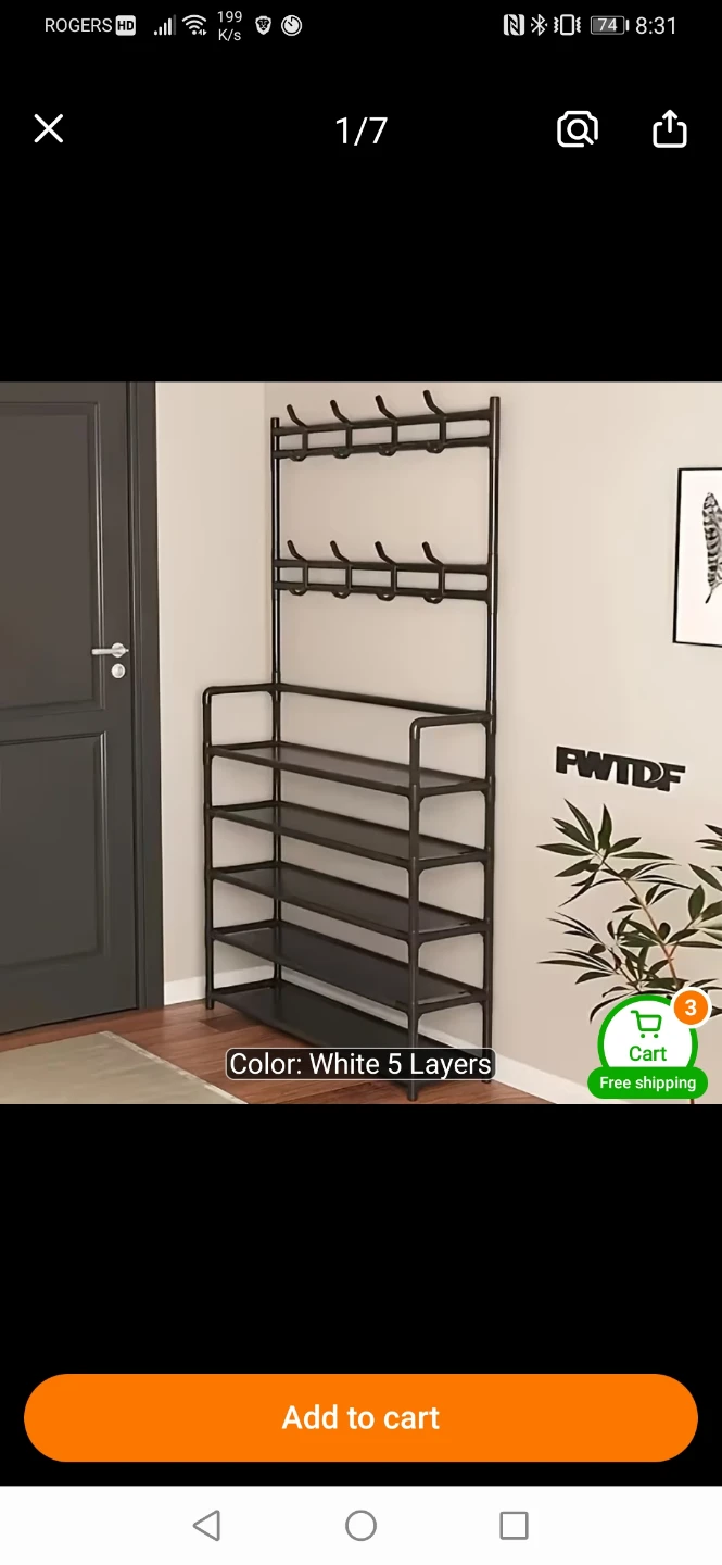5 Layer Shoe Rack with Coat Hooks
