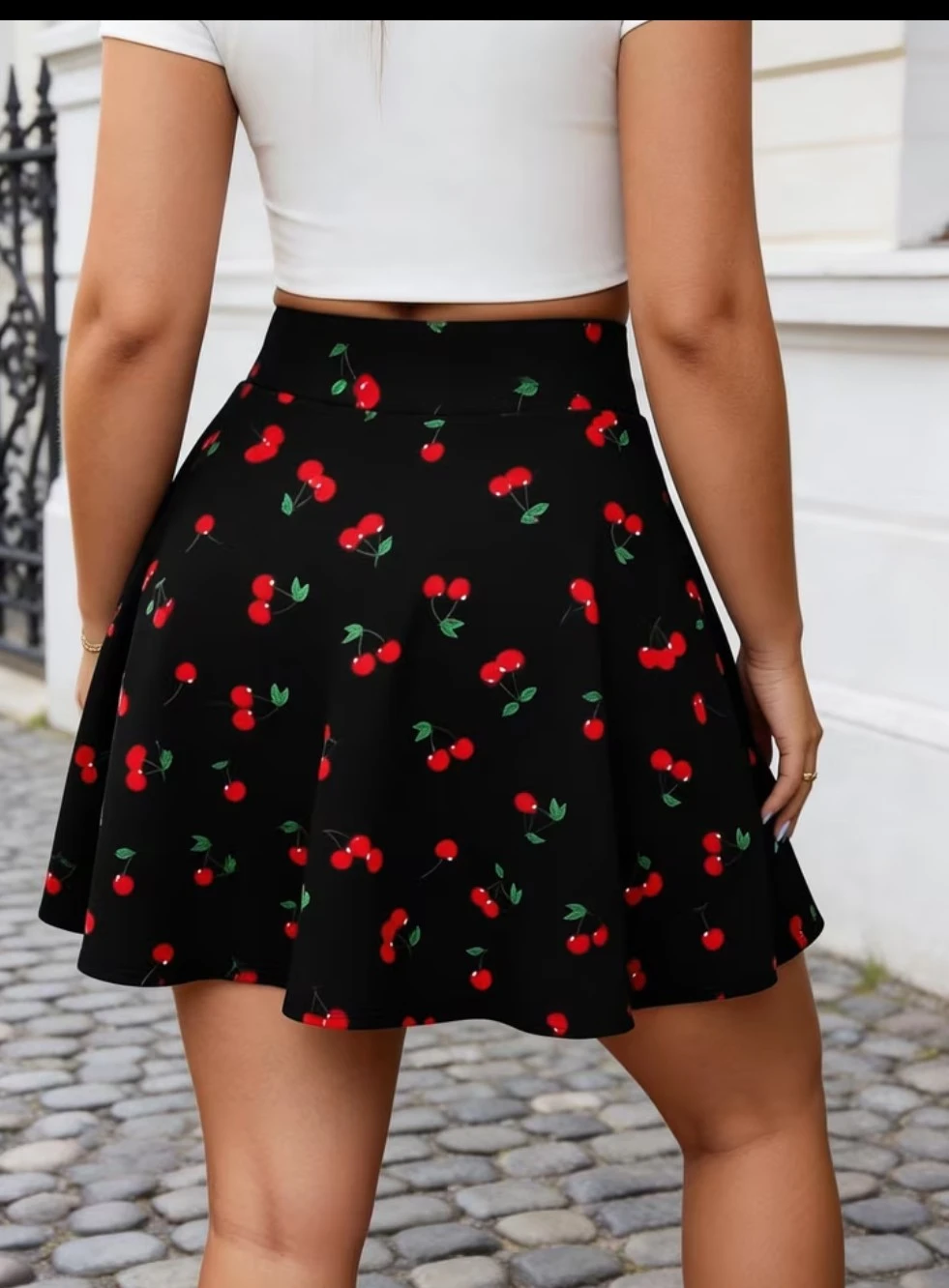 XL Cherry print Skirt shórt underneath - photo 2