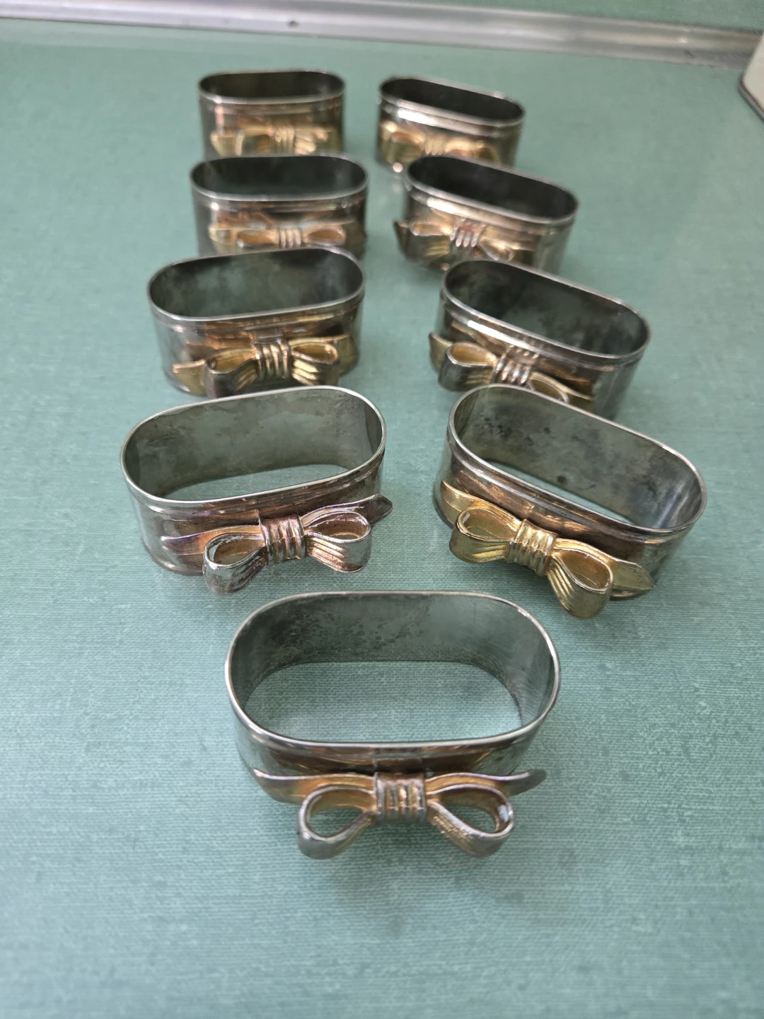 Vintage Silver Plated over Brass Oval Napkin Rings