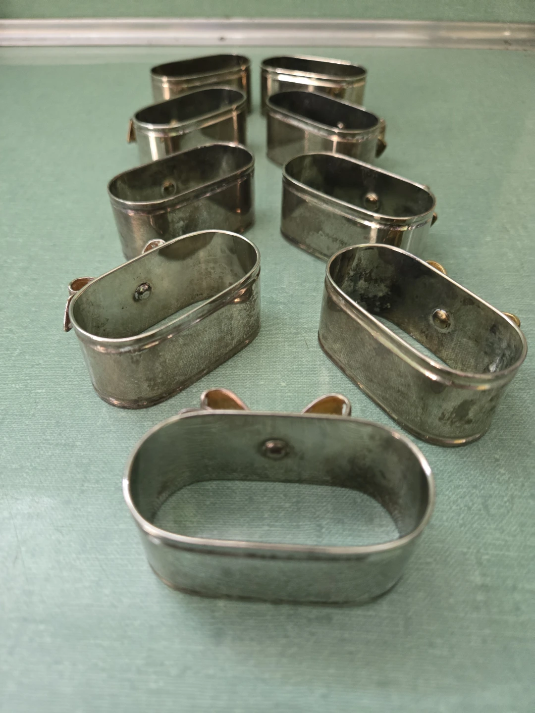 Vintage Silver Plated over Brass Oval Napkin Rings - photo 3