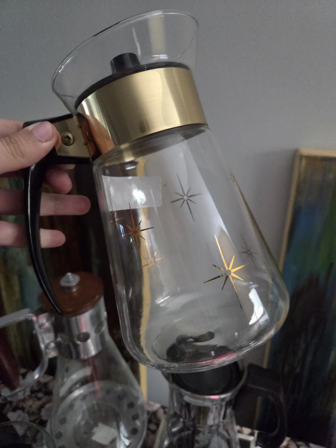 Vintage Glass Pitcher with Starburst Design