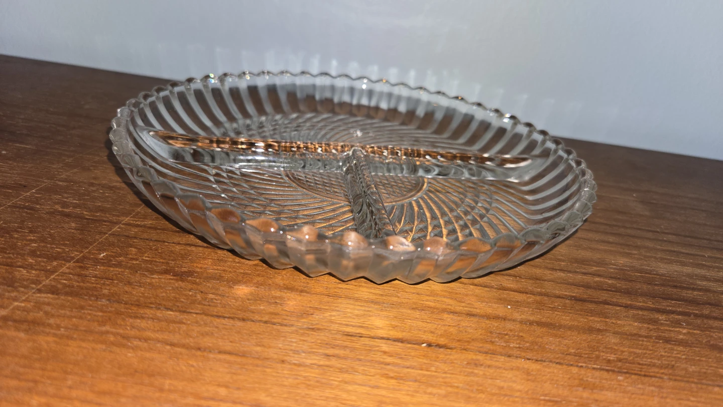 Vintage Divided Glass Serving Dish - photo 2