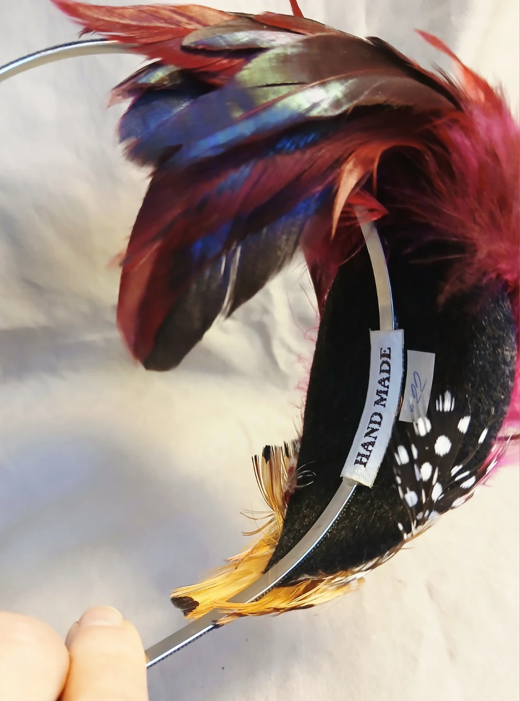 Handmade Feather and Gem Headband