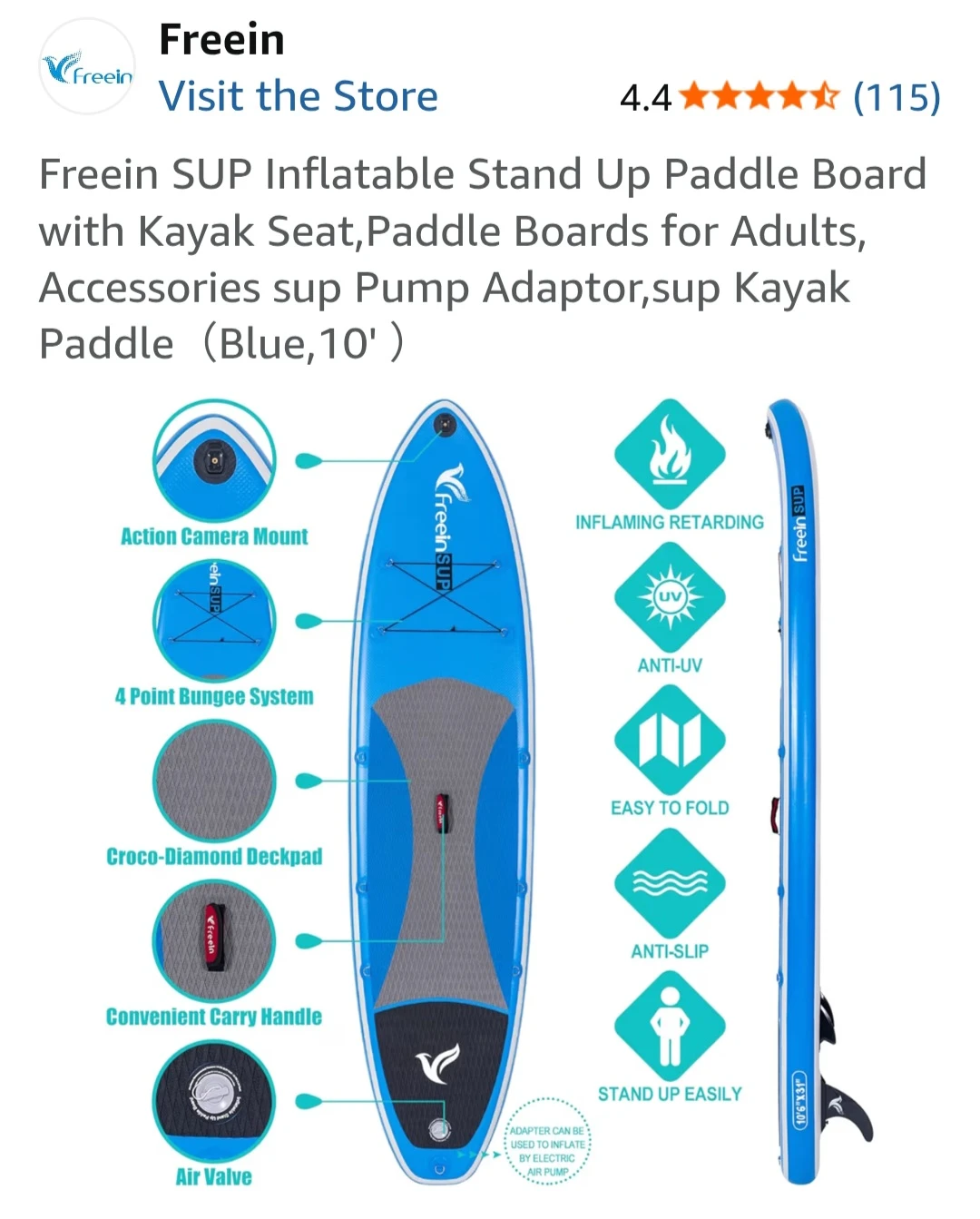 Freein SUP & Kayak Inflatable Paddle Board 10' Blue - photo 3