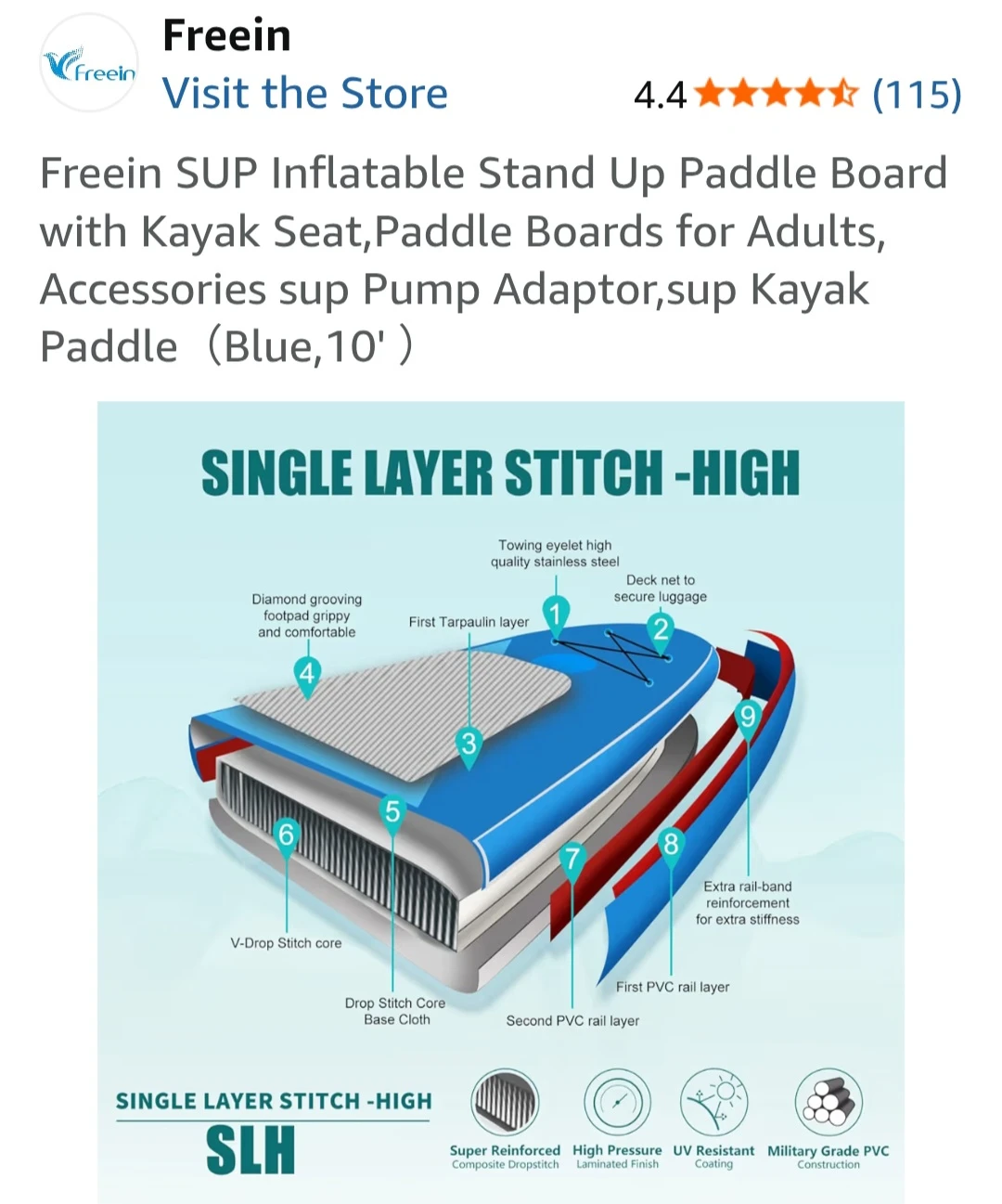 Freein SUP & Kayak Inflatable Paddle Board 10' Blue - photo 4